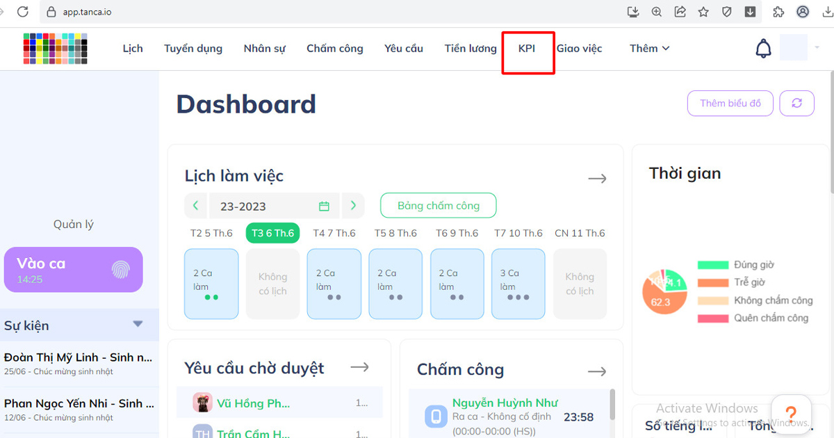 Phần mềm quản lý KPI Tanca
