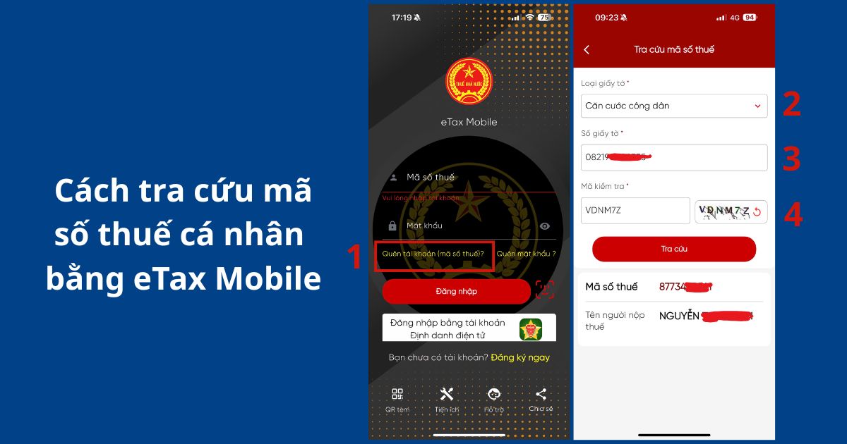 Tra cứu mã số thuế bằng CMND/ CCCD trên ứng dụng eTax Mobile